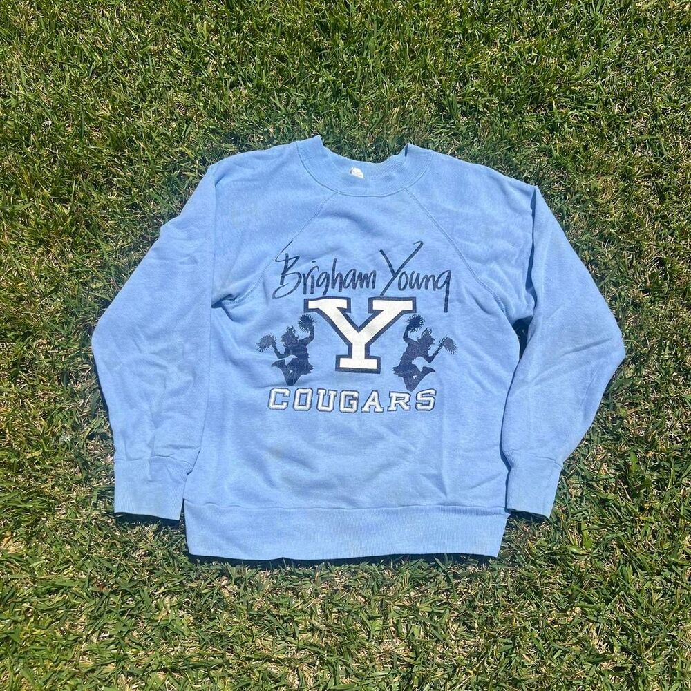Velvasheen y2k Byu bringham young university 70s sweater mens size XS